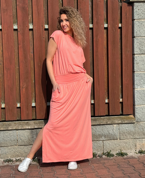 Dlouhá sukně lososová