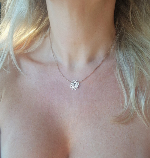 Ocelový náhrdelník*mandala*napevno*rosegold