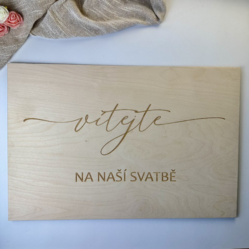 Dřevěná uvítací cedule VÍTEJTE