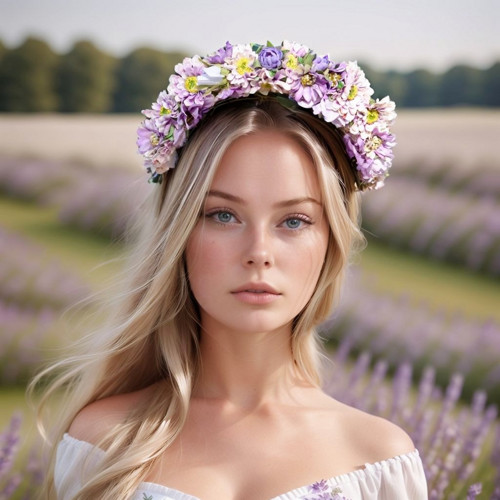 Květinová čelenka fialová