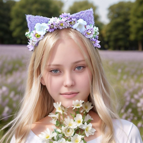Květinová čelenka s krajkovými oušky