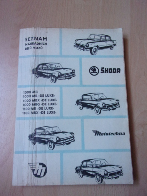Kniha Seznam náhradních dílů vozu ŠKODA, 1968