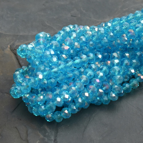 .Rondelky broušené 8x6mm - azurové s AB