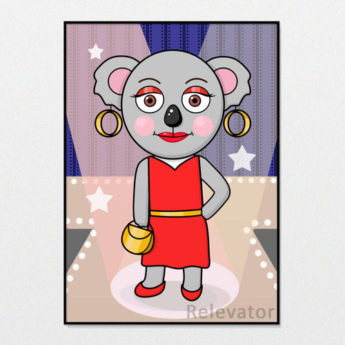 Módní koala ilustrace - luxusní Alžběta