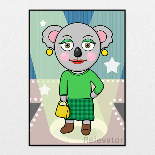 Módní koala ilustrace - vyspělá Anna