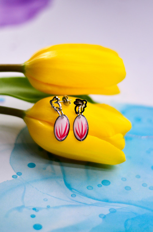 Náušnice - růžový ovál