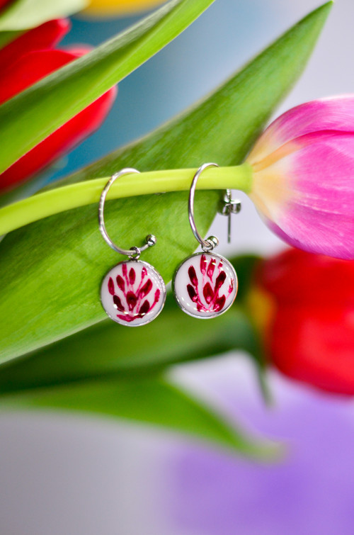 Náušnice - malované kulaté