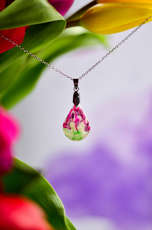 Malované jaro - Náhrdelník Flower Art II.