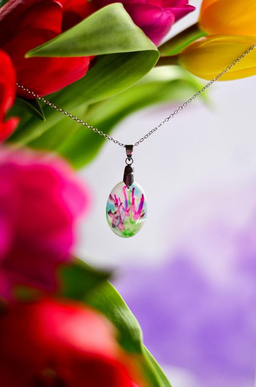 Malované jaro - Náhrdelník Flower Art III.