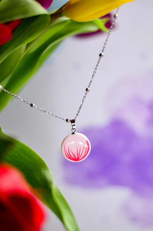 Náhrdelník - růžový kulatý