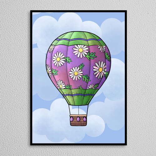 Teplovzdušný balón floral+leaves - sedmikrásky