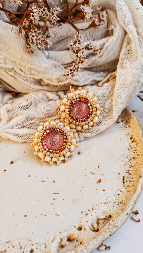 Sparkly earrings n.35 - vyšívané náušnice