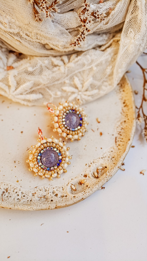 Sparkly earrings n.37 - vyšívané náušnice