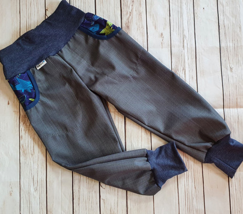 Jarní/podzimní softshell kalhoty šedá/ryby