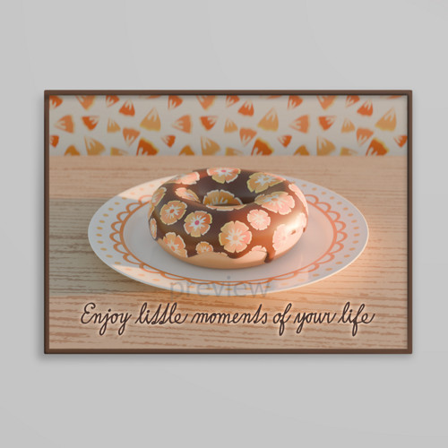 Donut při západu floral+petals grafika oranžády