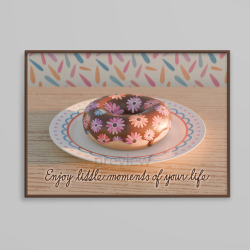 Donut při západu floral+petals grafika gerbery