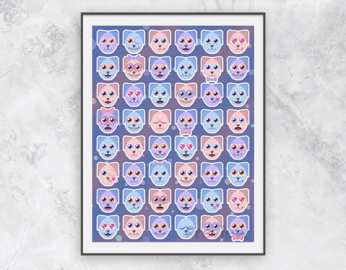 Grafika Štěňátka (pastel) - pás diagonál
