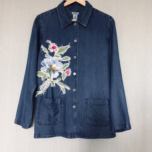 Ručně vyšívaná denim košile vel. S / 36