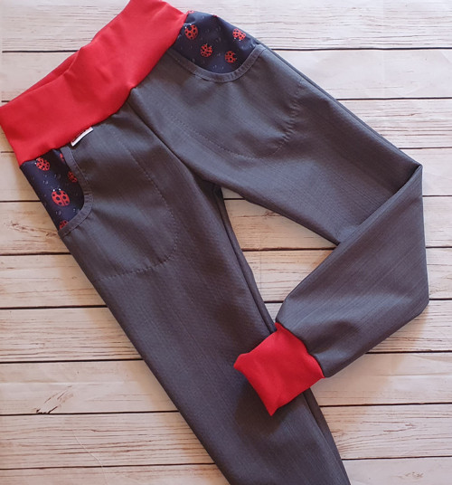 Jarní/podzimní softshell kalhoty šedá/berušky