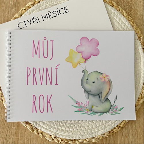 Album vzpomínek - slůně, potisknuté stránky