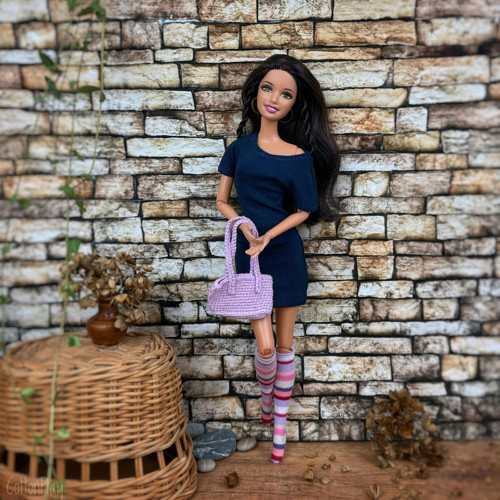 Podkolenky pro Barbie - proužky s růžovou