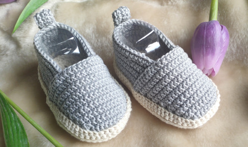 Háčkované botičky / espadrilky šedé