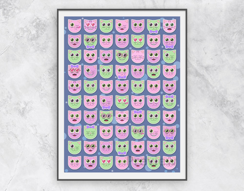 Grafika Koťátka (pastel) - diagonální pruh
