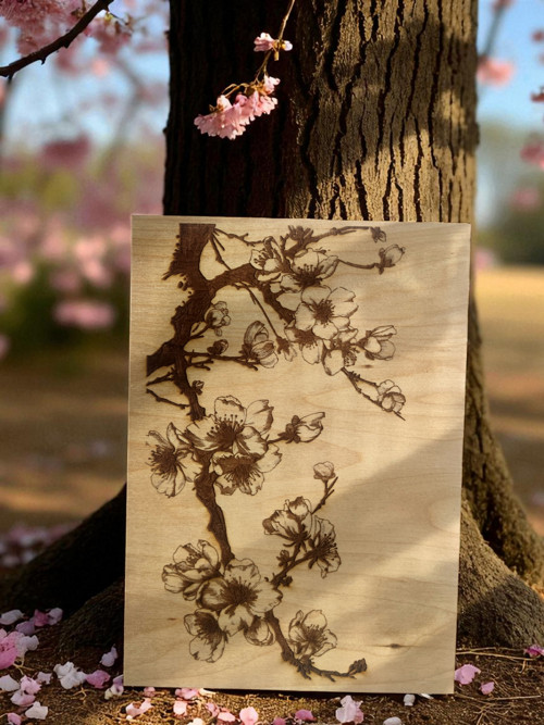 Květy třešně / sakura, Japonsko , Dřevěný obraz