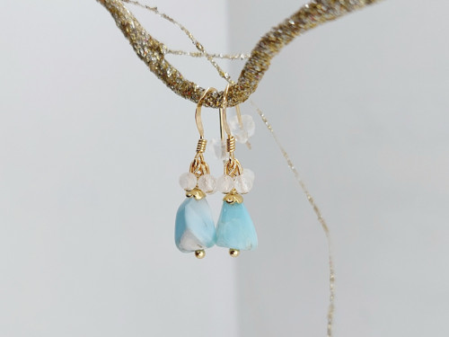 "MIA" GOLD FILLED 1/20 14Kt larimar, měsíční kámen