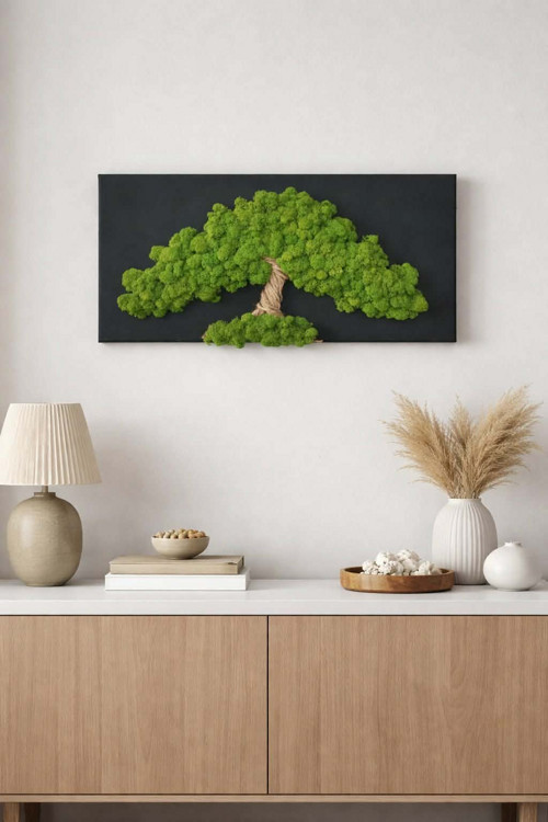 Živý mechový obraz, strom, 30x60cm.