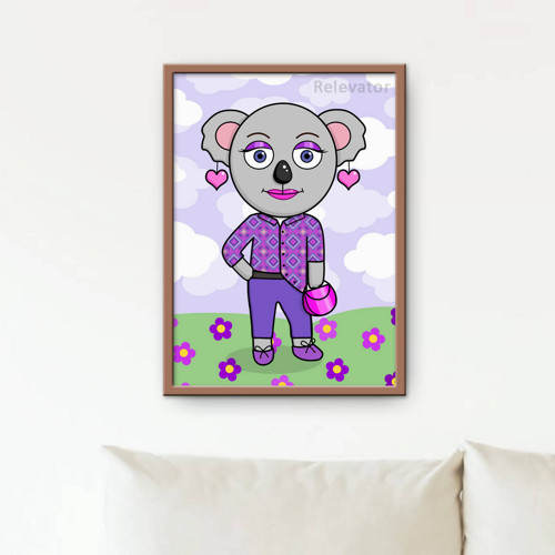 Koala na louce ilustrace - cool Hilda
