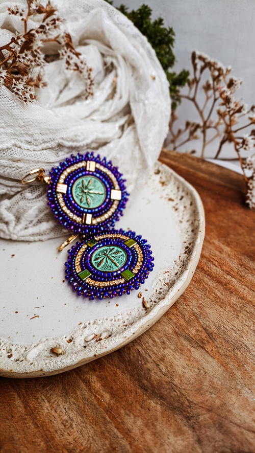 Madaba earrings n.32 - vyšívané náušnice