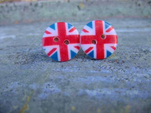 Vlajka Velké Británie - knoflíkové náušnice