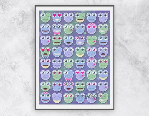 Grafika Žabičky (pastel) - diagonální pás