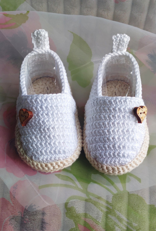 Háčkované botičky / espadrilky bílé