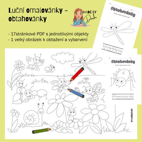 Hmyz na louce - obtahovací omalovánky