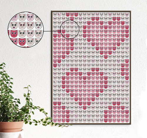 Grafika Kočičí mozaika - srdíčka