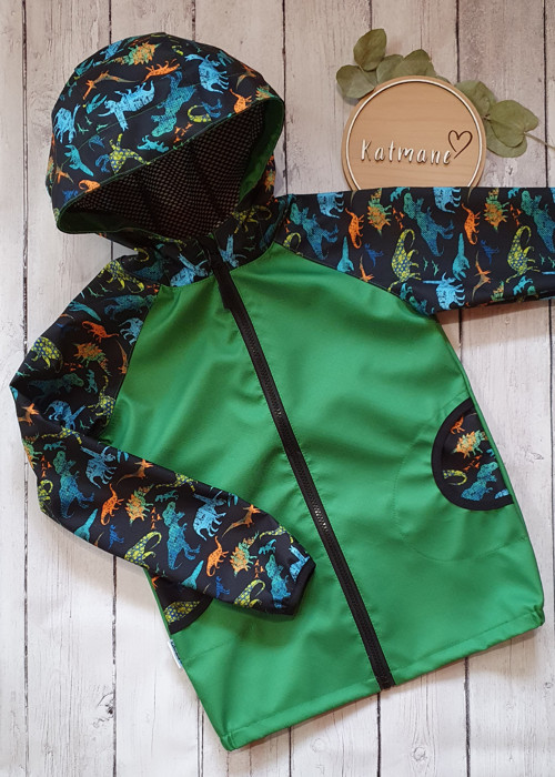Softshellová jarní/podzimní bunda zelená/dino
