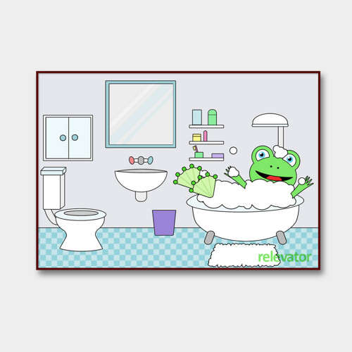 Žába v pokoji grafika - koupelna + WC