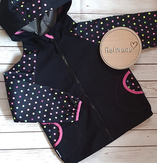 Softshellová jarní/podzimní bunda černá/puntík — foto 1