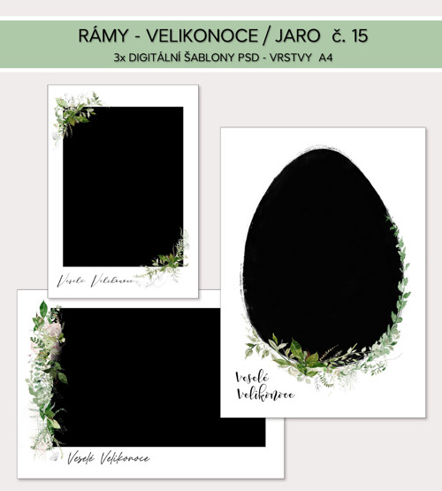 Jaro/Velikonoce rámy č. 15 - digitální šablony PSD
