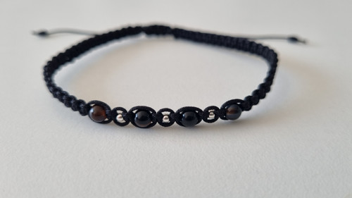 Shamballa náramek s černým achátem a stříbrem
