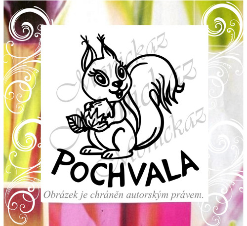 Pochvala veverka 422. Razítko.