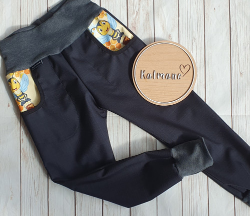 Jarní/podzimní softshell kalhoty černá/včela — foto 1