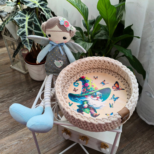 Háčkovaný košíček Trpaslíček štramák 20cm — foto 1
