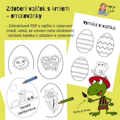 Zdobení vajíček s Arniem - velikonoční omalovánky