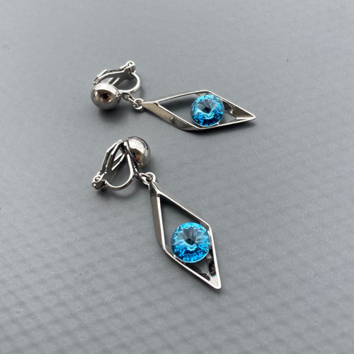Antialerg. klipsy Aquamarine Swarovski kosočtverec