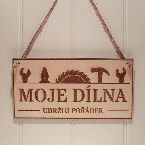 Dřevěná cedulka Moje dílna — foto 1