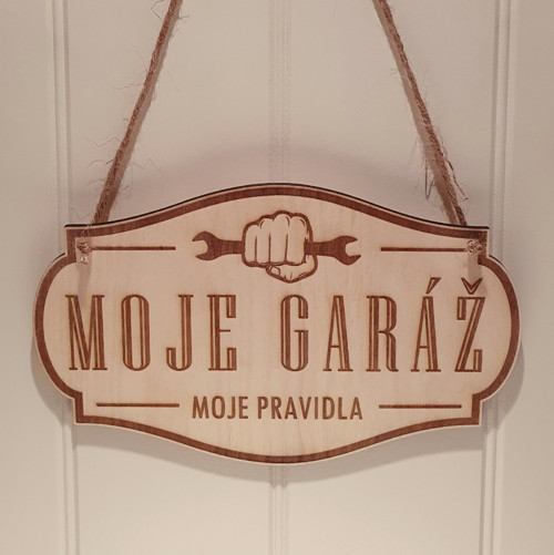 Dřevěná cedulka Moje garáž