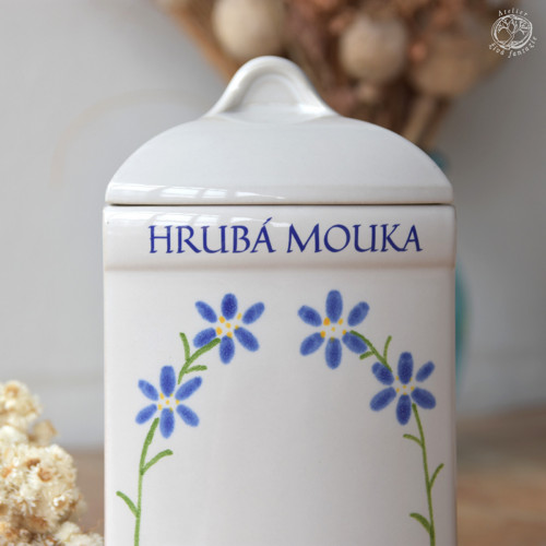 Venkovská velká dóza malovaná - Modré květy